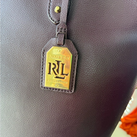 Brownish/maroon Ralph Lauren Cowhide Leather Studded Tote Bag - Picture 6 of 13